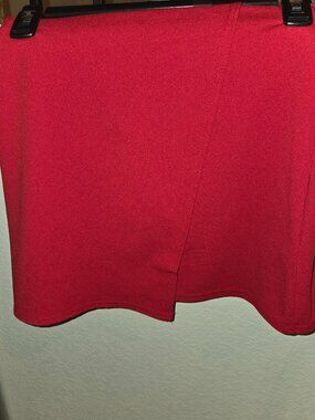 Red Faux Wrap Skirt